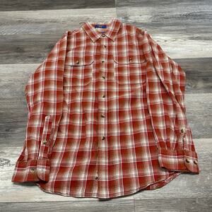 Pendleton Pioneer Shirt Red‎ Plaid Mens Medium Merino Wool Blend Fitted Flannel